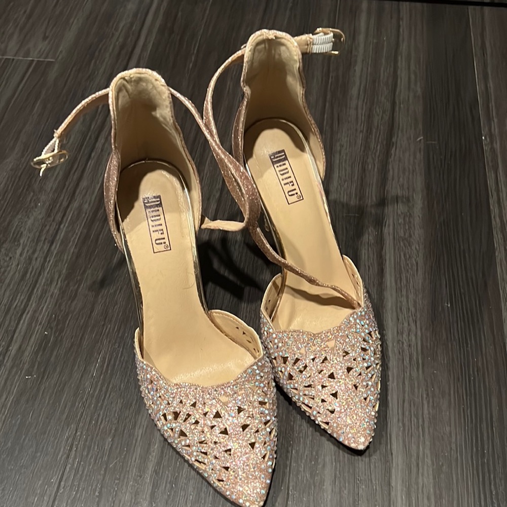 Sparkly rose gold heels